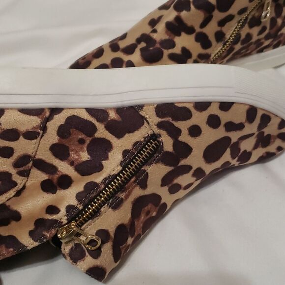 New wedge leopard print zip up high top sneakers - Picture 3 of 6